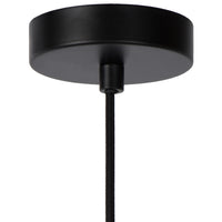 Lampada a sospensione Lucide JULIUS, 1xE27, paralume in vetro fumé Ø20cm, legno nero e metallo dorato, 220-240V, IP20