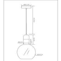 Lampada a sospensione Lucide JULIUS, 1xE27, paralume in vetro fumé Ø20cm, legno nero e metallo dorato, 220-240V, IP20