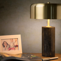 Lampada da tavolo moderna Lucide MIRASOL Ø25cm Metallo e marmo nero, 3xG9 portalampada, dimmerabile con interruttore a cavo, IP20