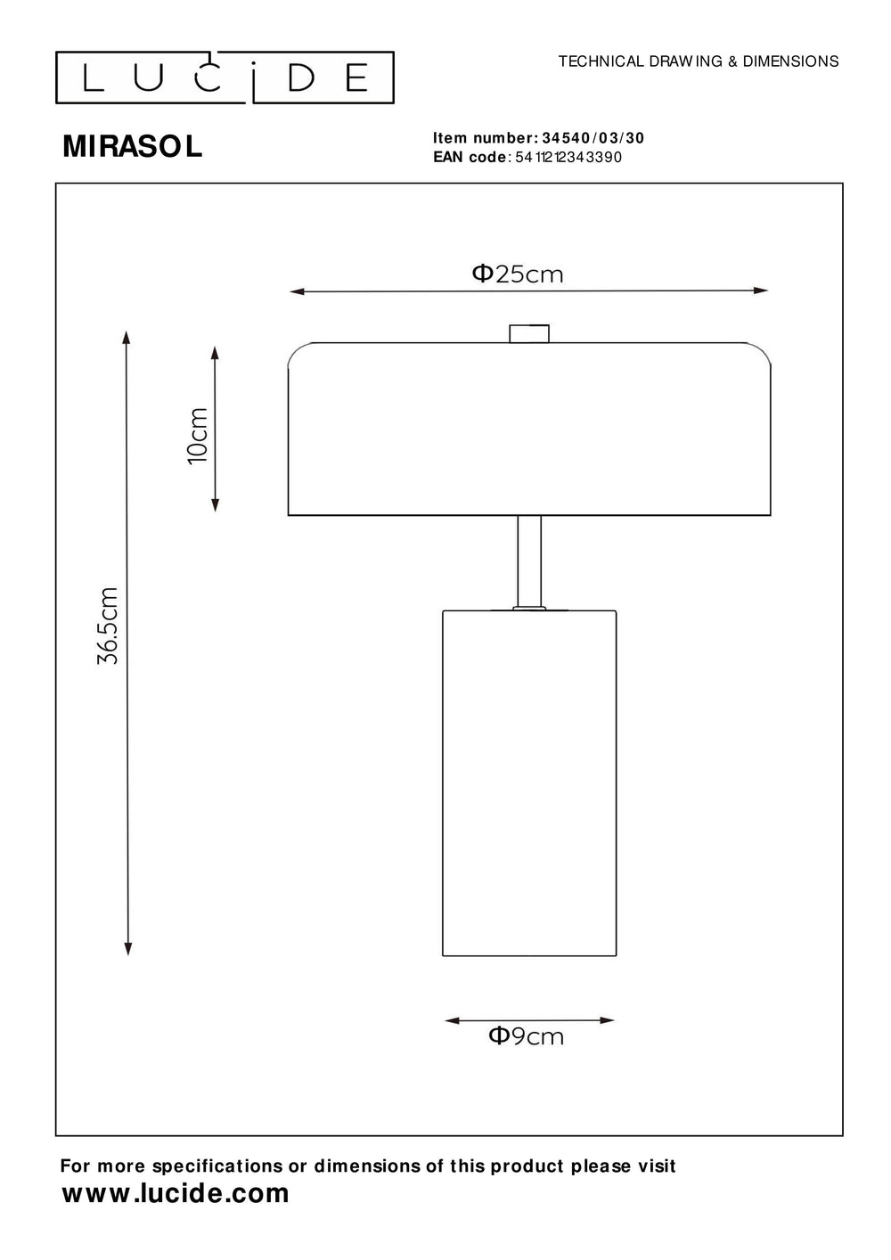 Lampada da tavolo moderna Lucide MIRASOL Ø25cm Metallo e marmo nero, 3xG9 portalampada, dimmerabile con interruttore a cavo, IP20