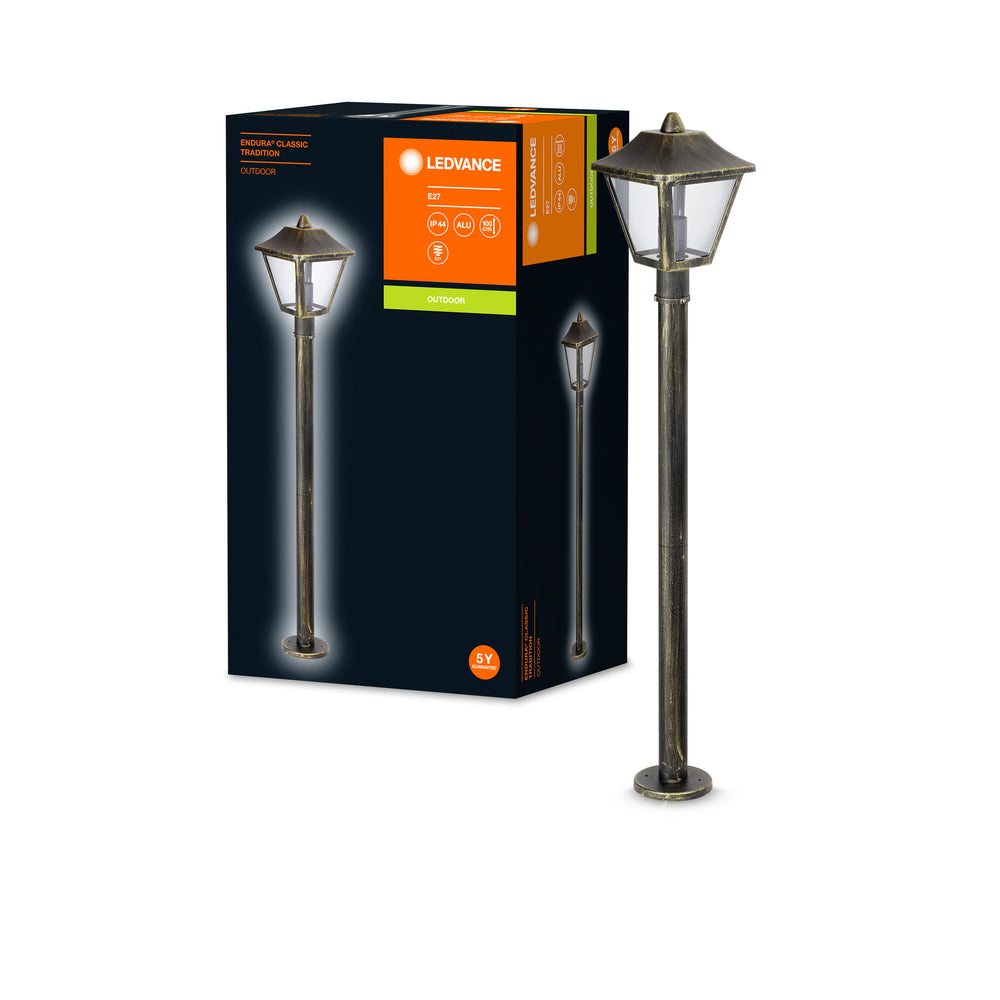 Ledvance ENDURA Classic Tradition lanterna da pavimento per esterni E27 Nero/Oro IP44 alluminio 1000mm