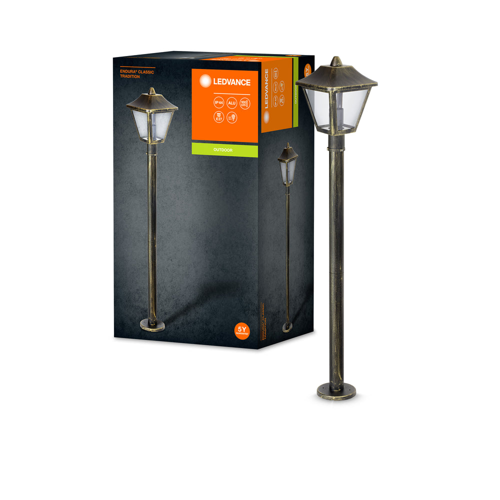 Ledvance ENDURA Classic Tradition lanterna da pavimento per esterni E27 Nero/Oro IP44 alluminio 1000mm