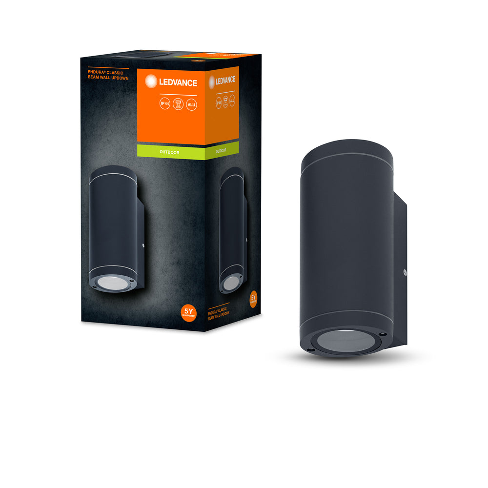 Ledvance ENDURA BEAM Applique da Parete UpDown GU10, 2x35W, IP44 per Esterni a Superficie, Alluminio Grigio Scuro