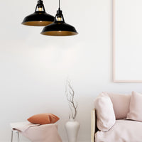 Lampada a sospensione Lucide BRASSY-BIS Nera, 1xE27 attacco, altezza regolabile, paralume rotondo in metallo Ø31cm, IP20