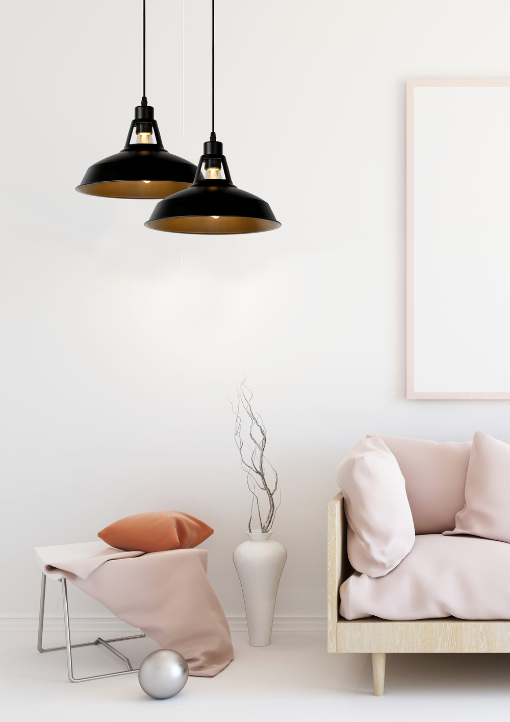 Lampada a sospensione Lucide BRASSY-BIS Nera, 1xE27 attacco, altezza regolabile, paralume rotondo in metallo Ø31cm, IP20