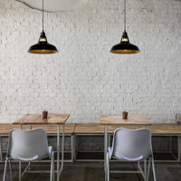 Lampada a sospensione Lucide BRASSY-BIS Nera, 1xE27 attacco, altezza regolabile, paralume rotondo in metallo Ø31cm, IP20