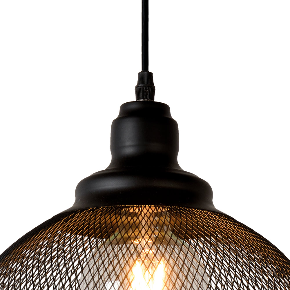 Lampada a sospensione Lucide MESH Nera ⌀28cm 1xE27 moderna in metallo IP20 altezza regolabile dimmerabile