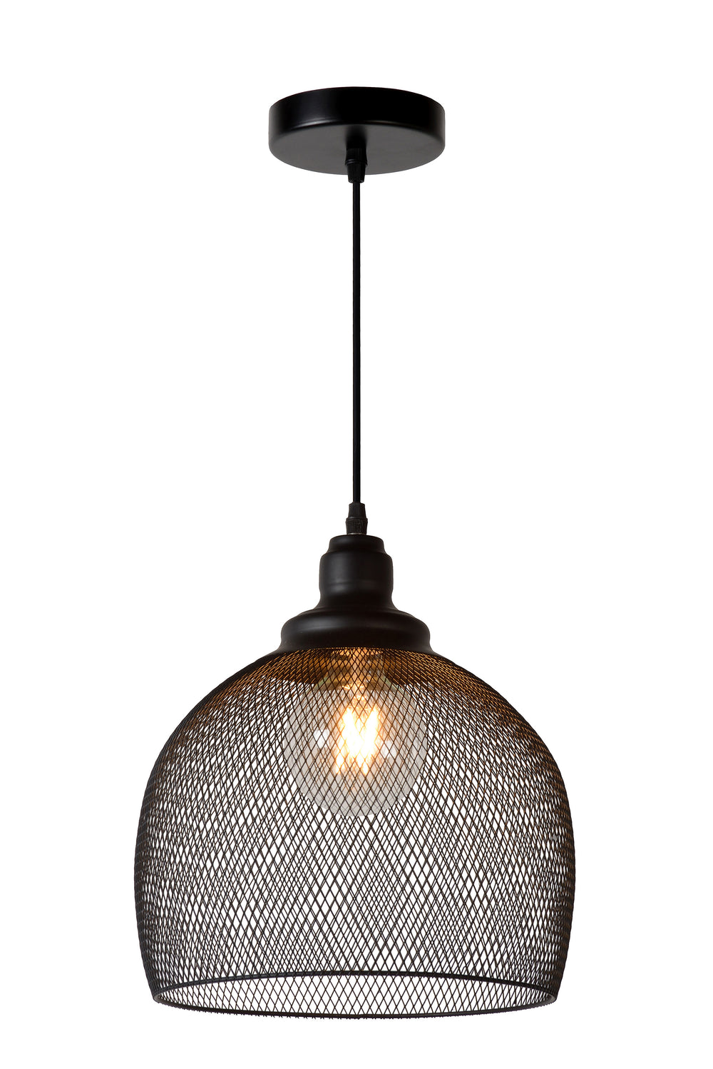 Lampada a sospensione Lucide MESH Nera ⌀28cm 1xE27 moderna in metallo IP20 altezza regolabile dimmerabile