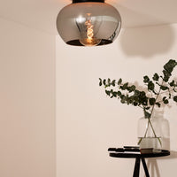 Lucide JUDI plafoniera Ø30,5cm, vetro fumé, 1xE27, dimmerabile, stile moderno, struttura in metallo, IP20