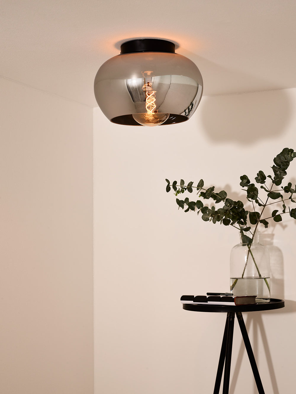 Lucide JUDI plafoniera Ø30,5cm, vetro fumé, 1xE27, dimmerabile, stile moderno, struttura in metallo, IP20