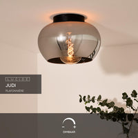 Lucide JUDI plafoniera Ø30,5cm, vetro fumé, 1xE27, dimmerabile, stile moderno, struttura in metallo, IP20