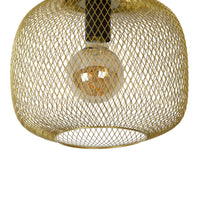 Plafoniera Lucide MESH 30cm cilindro in metallo, attacco E27, Nero Opaco con finitura Oro, stile vintage IP20