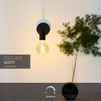 Lampada da parete Lucide SCOTT, design vintage in metallo, 1xE27, max 40W, IP20, Nero Opaco