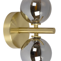 Lucide TYCHO wall light, 2xG9 sockets, Retro design, Matt Black & Sand Brass with smoke glass, IP20