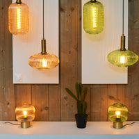 Lucide MALOTO vintage pendant light, 1xE27, 40W max, amber glass, bronze finish, height adjustable, IP20