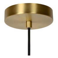 Lampada a sospensione vintage Lucide Maloto, 1xE27, vetro ambra, finitura in metallo bronzo, Ø30cm, altezza regolabile, IP20