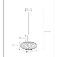 Lampada a sospensione vintage Lucide Maloto, 1xE27, vetro ambra, finitura in metallo bronzo, Ø30cm, altezza regolabile, IP20