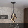 Lampada a sospensione Lucide MARIUS 5xE27 Vetro nero 55cm altezza regolabile design moderno da interno IP20