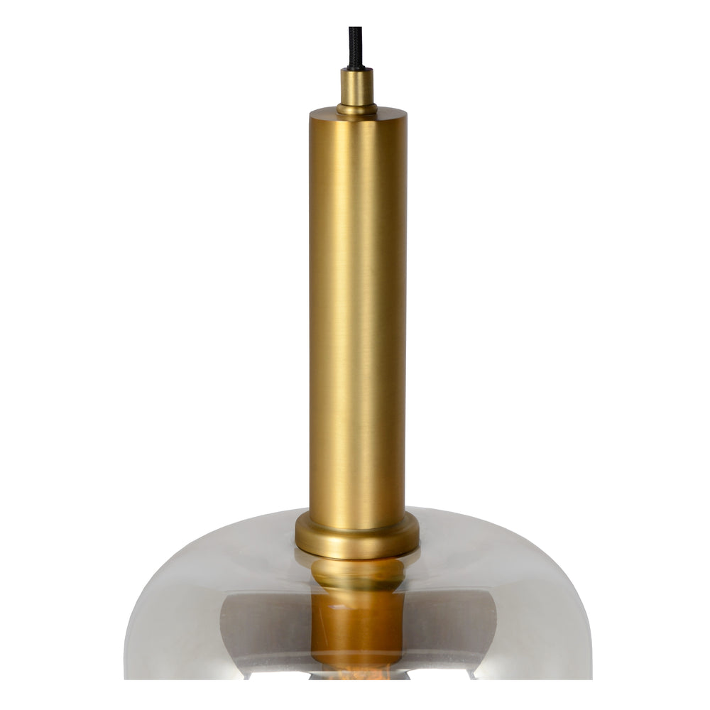 Lampada a sospensione Lucide JOANET Ø22cm, 1xE27 attacco, bronzo con vetro fumé, altezza regolabile, IP20