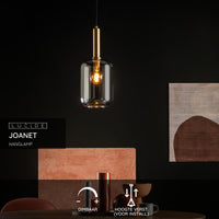 Lampada a sospensione Lucide JOANET Ø22cm, 1xE27 attacco, bronzo con vetro fumé, altezza regolabile, IP20