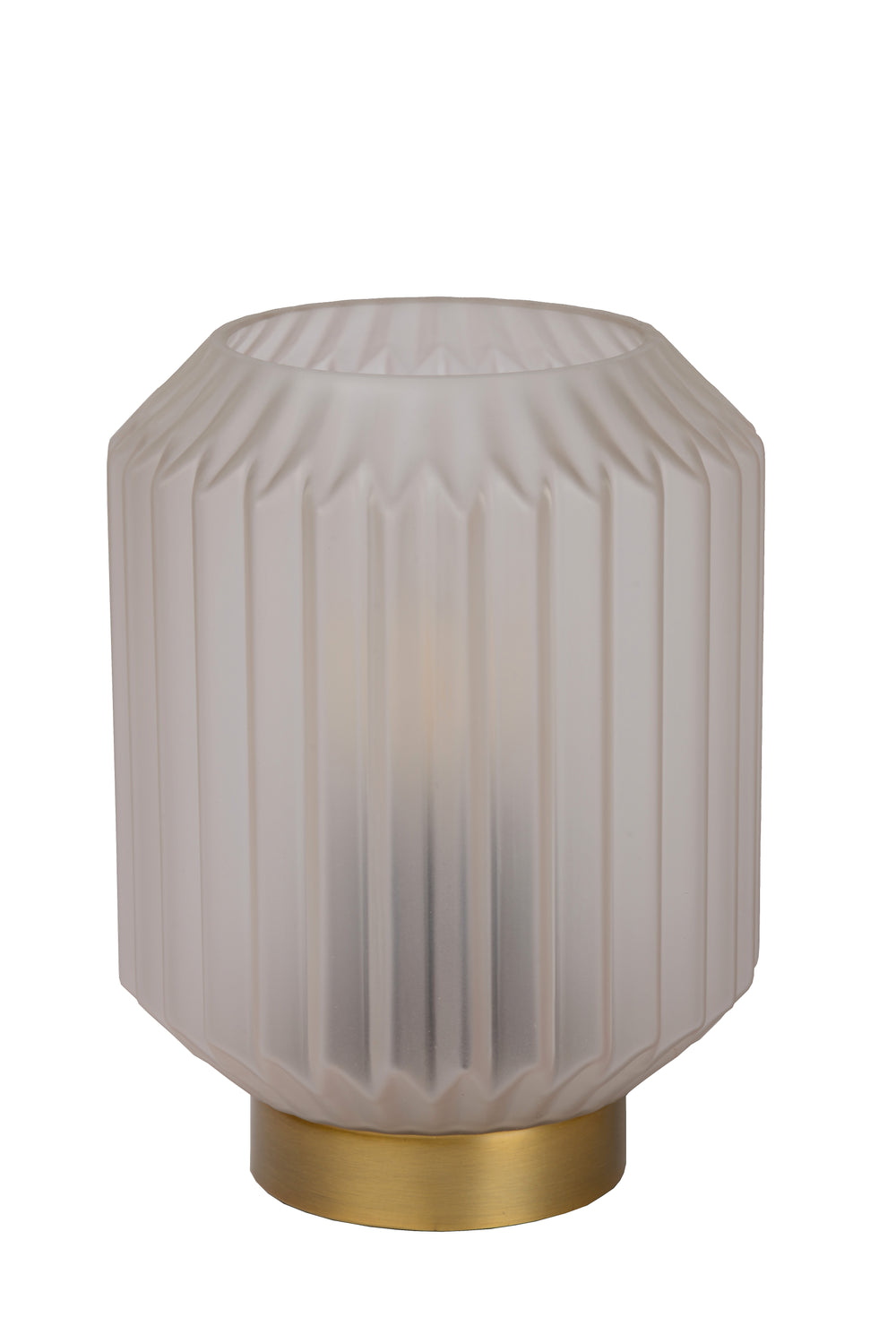 Lampada da tavolo Lucide SUENO Ø13cm attacco E14 Vetro bianco con base in acciaio dorato design moderno da interno IP20