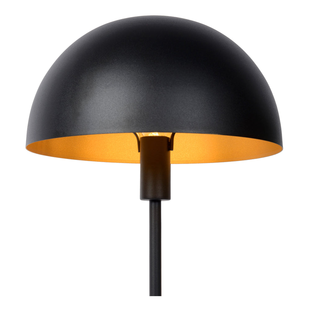Lucide SIEMON table lamp Ø25cm Black, E14 fitting, 230V, steel body, modern mushroom design, IP20 indoor use