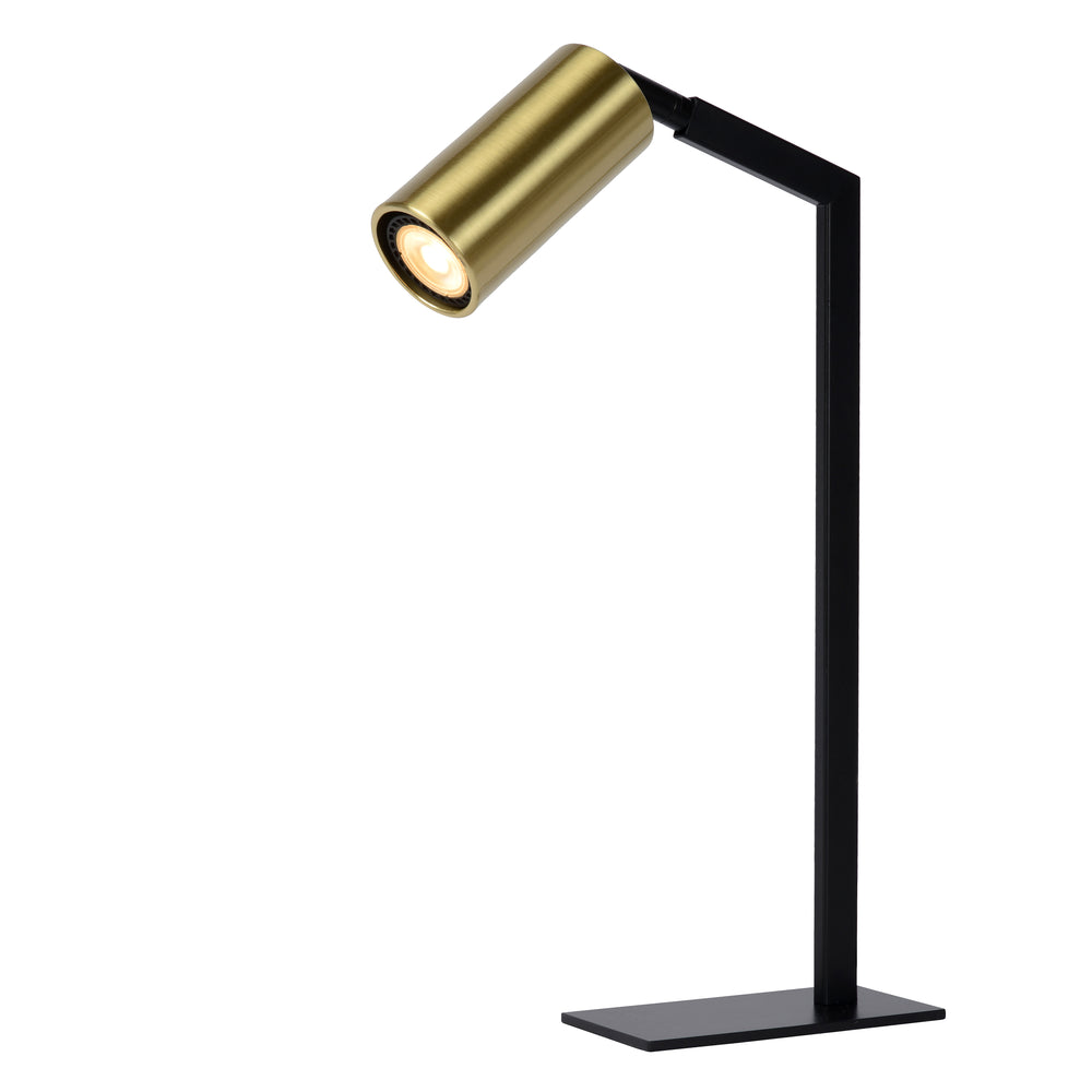 Lampada da scrivania Lucide SYBIL, 1xGU10, 230V, IP20, Nero con Oro Opaco, acciaio moderno, regolabile a 360°, uso interno