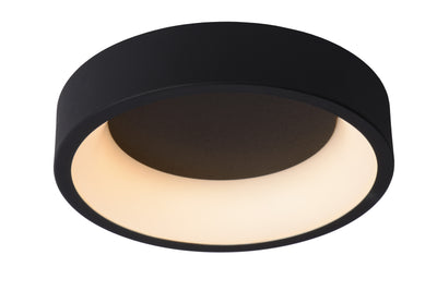 Lucide TALOWE LED ceiling light, dimmable 20W 3000K IP20 round Black aluminium Ø300mm