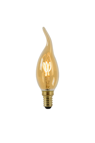 Lucide CT35 LED filament candle bulb E14 3W 2200K dimmable Amber glass 165 lumens IP20 vintage style
