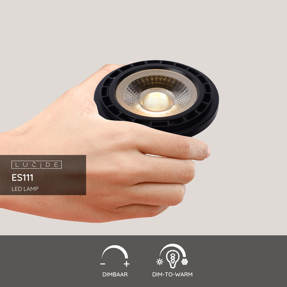 Lucide LED GU10 12W 230V lampada dim to warm 2200K-3000K 820 lumen CRI 95 Riflettore Nero Argento IP20