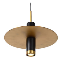 Lampada a sospensione moderna Lucide SELIN Ø35cm, 1xGU10, metallo Nero e Ottone Giallo, altezza regolabile, IP20