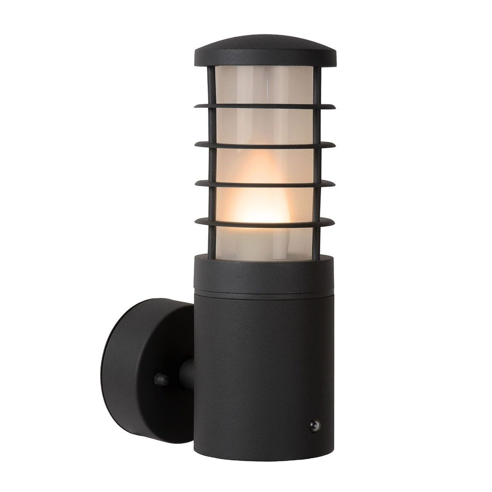 Lucide solid outdoor wall lamp Ø9cm E27 IP54 anthracite LED