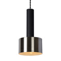 Lampada a sospensione retro Lucide TEUN Ø13cm, altezza regolabile, portalampada E27, metallo nickel satinato e nero opaco, IP20