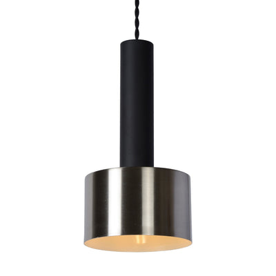 Lucide TEUN retro hanging lamp Ø13cm, adjustable height, E27 socket, metal satin nickel and matte black, IP20