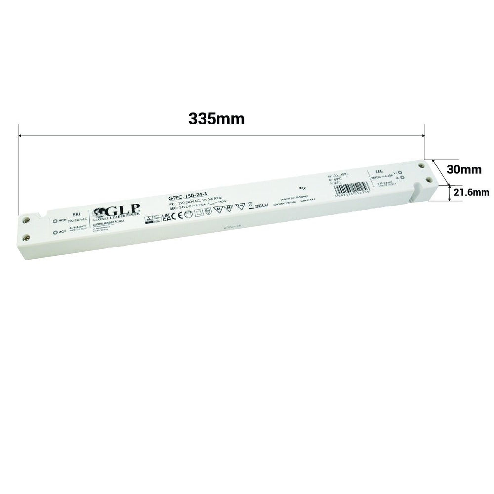 adattatore di alimentazione led glp 24v 150w design sottile ip20 6.25a