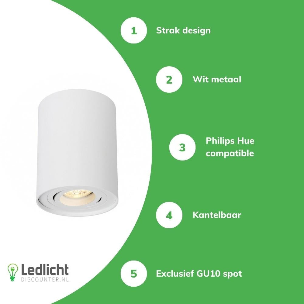 Faretto da soffitto a LED Spectrum CHLOE GU10, a montaggio superficiale, alluminio bianco, IP20, orientabile, 250V