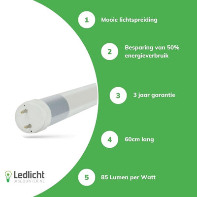 Spectrum LED buis T8 60cm 8.5W 3000K 1521 lumen 120°
