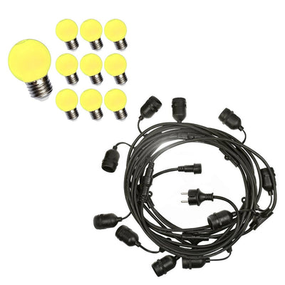 spectrum 10m LED string light with 10x G45 bulbs 1W E27 yellow IP20