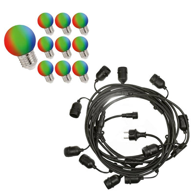 Spectrum 10m LED string light G45 RGB with color-changing bulbs