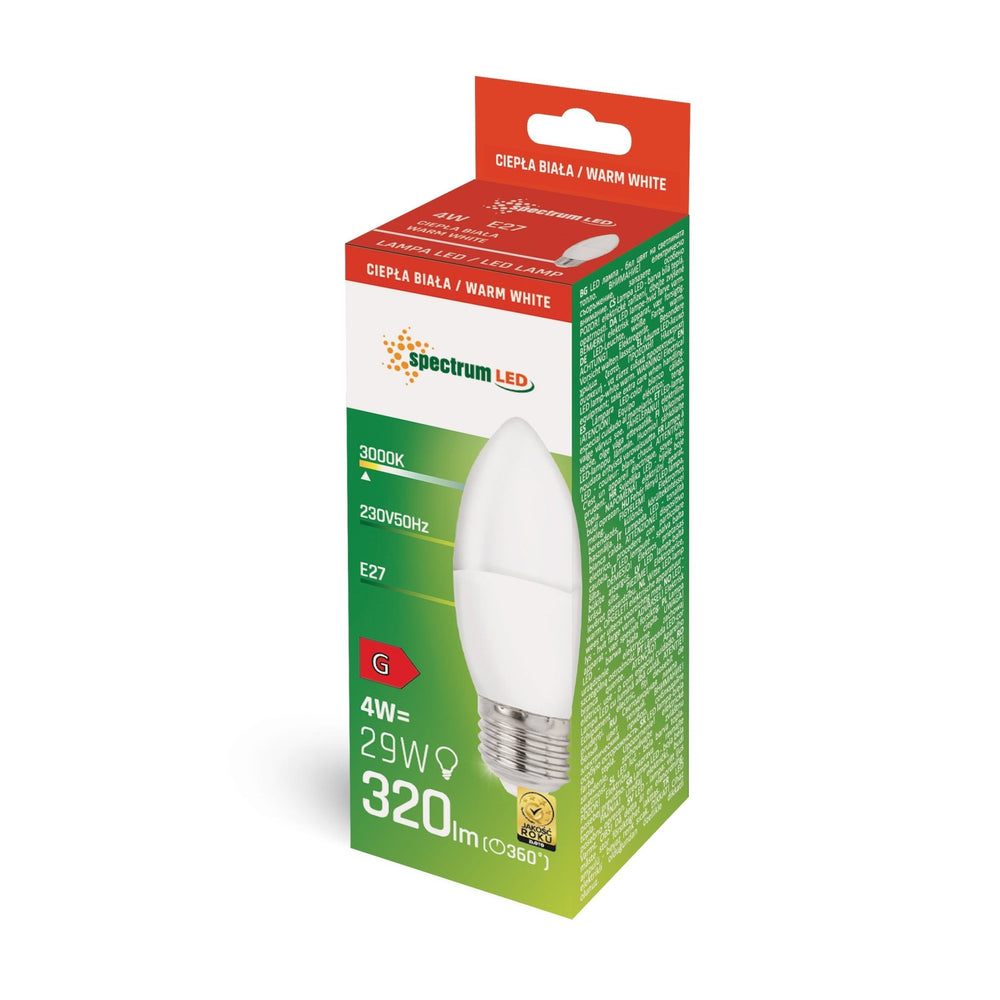 Lampada a candela LED Spectrum E27 bianco caldo 4W 3000K, 320 lumen, IP20, 230V, non dimmerabile, applicazione interna