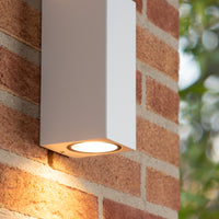 Lucide ZARO LED wall light indoor outdoor, 2xGU10, IP44, White aluminum modern design