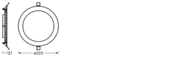 Faretto LED Slim da incasso 22W 4000K 2000 lumen Tondo bianco foro 225mm incasso 200mm fascio 110°