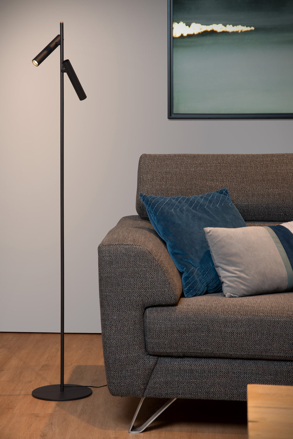 Lampada da lettura LED Lucide PHILON, 2x4.5W 3000K dimmerabile con controllo touch, 220-240V, IP20, Nero, 140cm