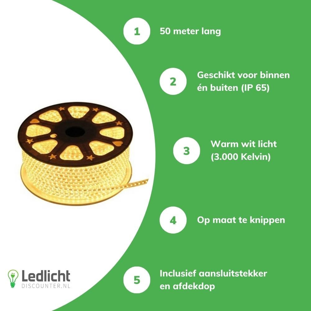 Striscia LED Tsong 50m 3000K bianco caldo, 1521 lumen, IP20, chip Philips, 220-240V, angolo di emissione 120°