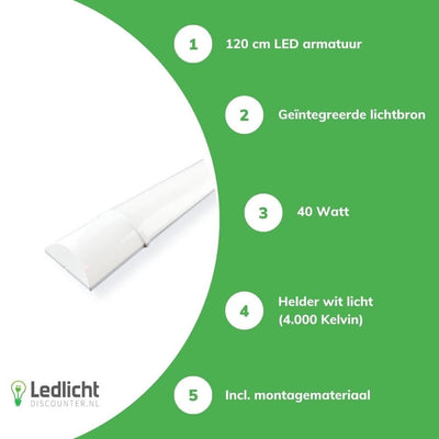 Aigostar LED batten 120cm 40W 4000K bright white light lumens