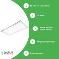 Lcb led panel 60x30cm 3000K 2040 lumen 24W ip20 ce rohs 5-year warranty