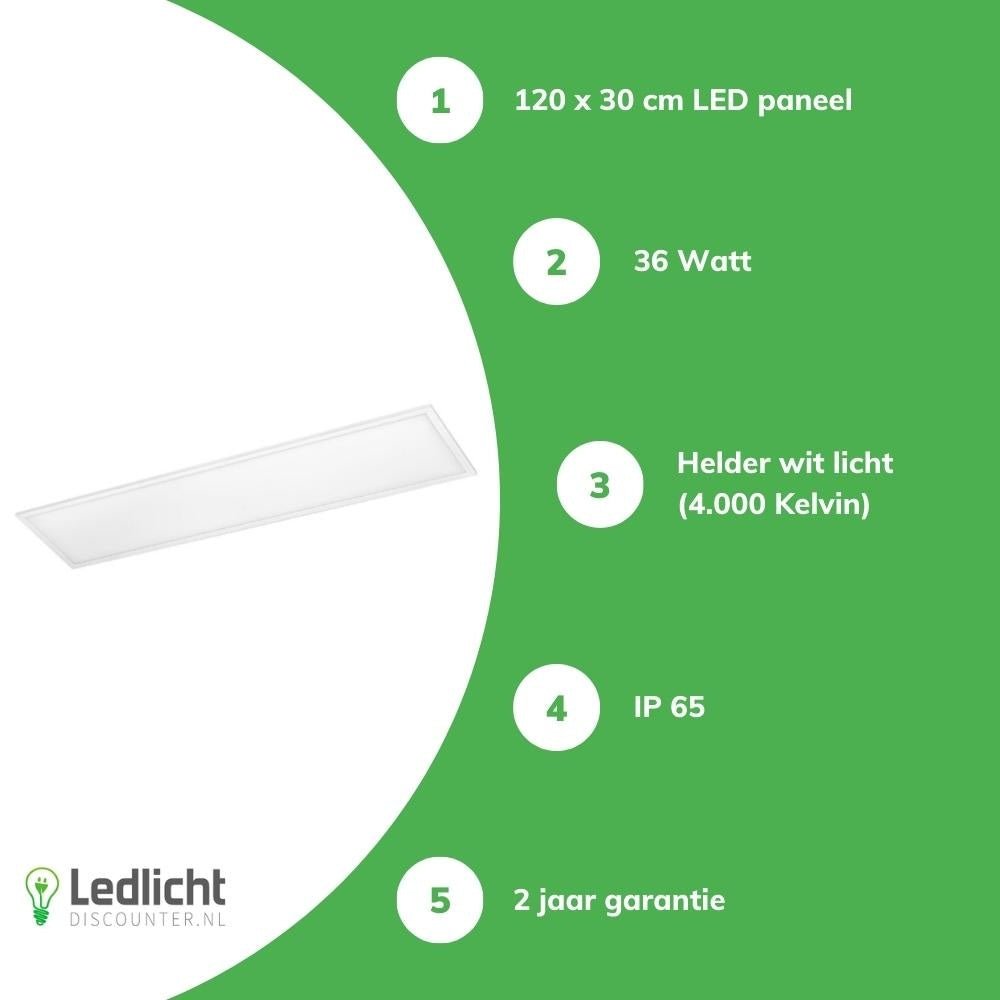 Pannello LED Tsong 120x30cm IP65 resistente all'umidità pro slim line 36w 4320 lumen 4000k bianco freddo