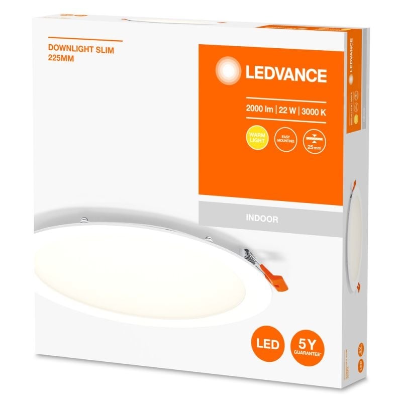 LED downlight slim recess 22W 3000K 2000 lumen