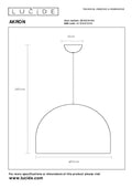 Lucide AKRON LED pendant light E27 50W matte gold aluminum 60mm