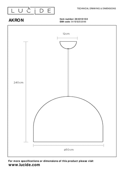 Lucide AKRON LED pendant light E27 50W matte gold aluminum 60mm